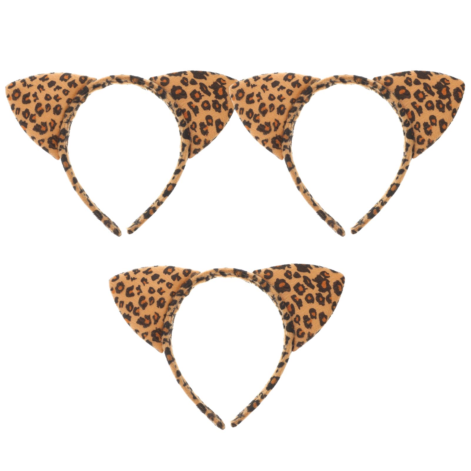 Lurrose 3pcs Leopard Ears Headband for Women, Animal Ears Headband Cosplay s Hair for Halloween Christmas Costume Cosplay Party Favor