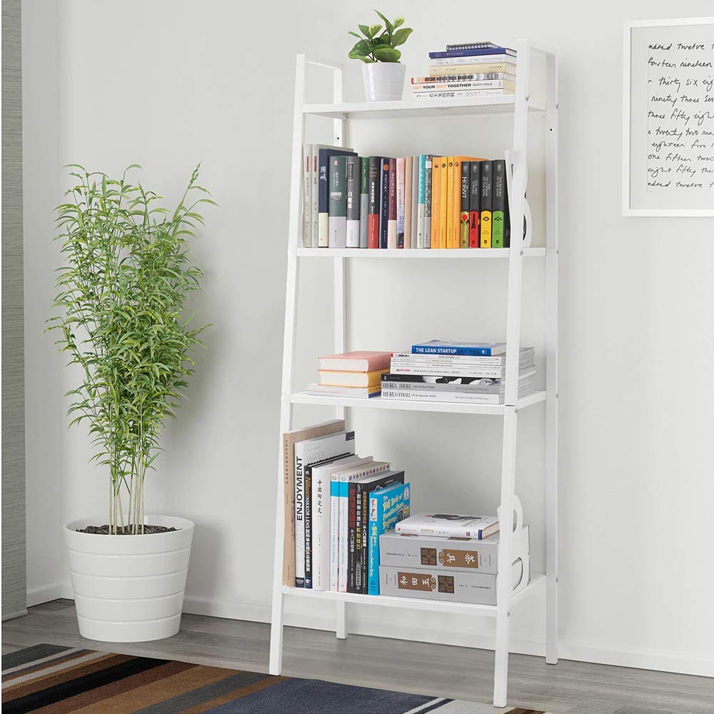 Ladder Shelf,White Bookshelf 4 Tier Small Bookshelf,Ladder Shelf