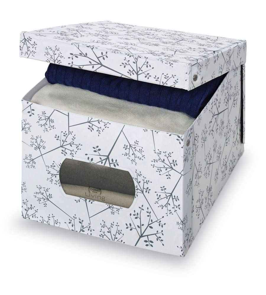 Domopak ® Clothes & Garment Large Foldable White Leaf Storage Box - 42cm x 50cm x 31cm - Perfect For Any Room (Children's Room, Bedroom, Living Room) To Store Toys, Bedding, Clothes, Books, DVDs, More