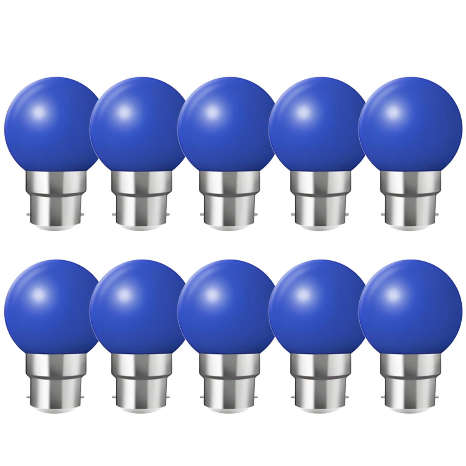 HUAMu B22 Bayonet led Bulbs, 2W LED Coloured Light Bulb Mini Globe Golfball Bulbs for Outdoor Patio Garden Party Christmas, Blue, Pack of 10