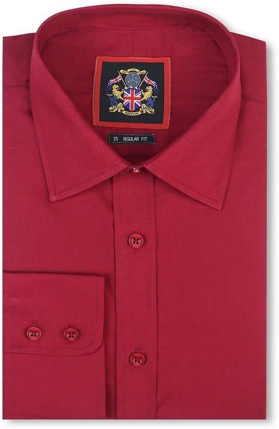 JANEO BRITISH APPAREL Nos Tibi Serviat UK CoPlain Long Sleeve Mens Shirts,14 Classic Colours Regular Fit,Single & Double Cuffs,Sizes 14½ - 22” & 10 Bright Colours in Tapered Fit, S - XXXL,For Work,Office,Wedding & Leisure.Janeo British Apparel