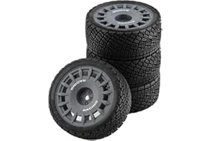 Chanmoo 1/10 RC Rally Car Tires On Road Tyres 12mm Hex Plastic Wheels Rims Compatible with 1/10 Scale Racing Car Tamiya TT01 TT02 XV01 TA06 PTG2 HPI KYOSHO HSP RC On-Road Car 4PCS(Gray)