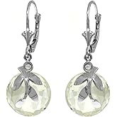 Galaxy Gold GG 14k Solid Gold Leverback Earrings with White Topaz and Diamonds