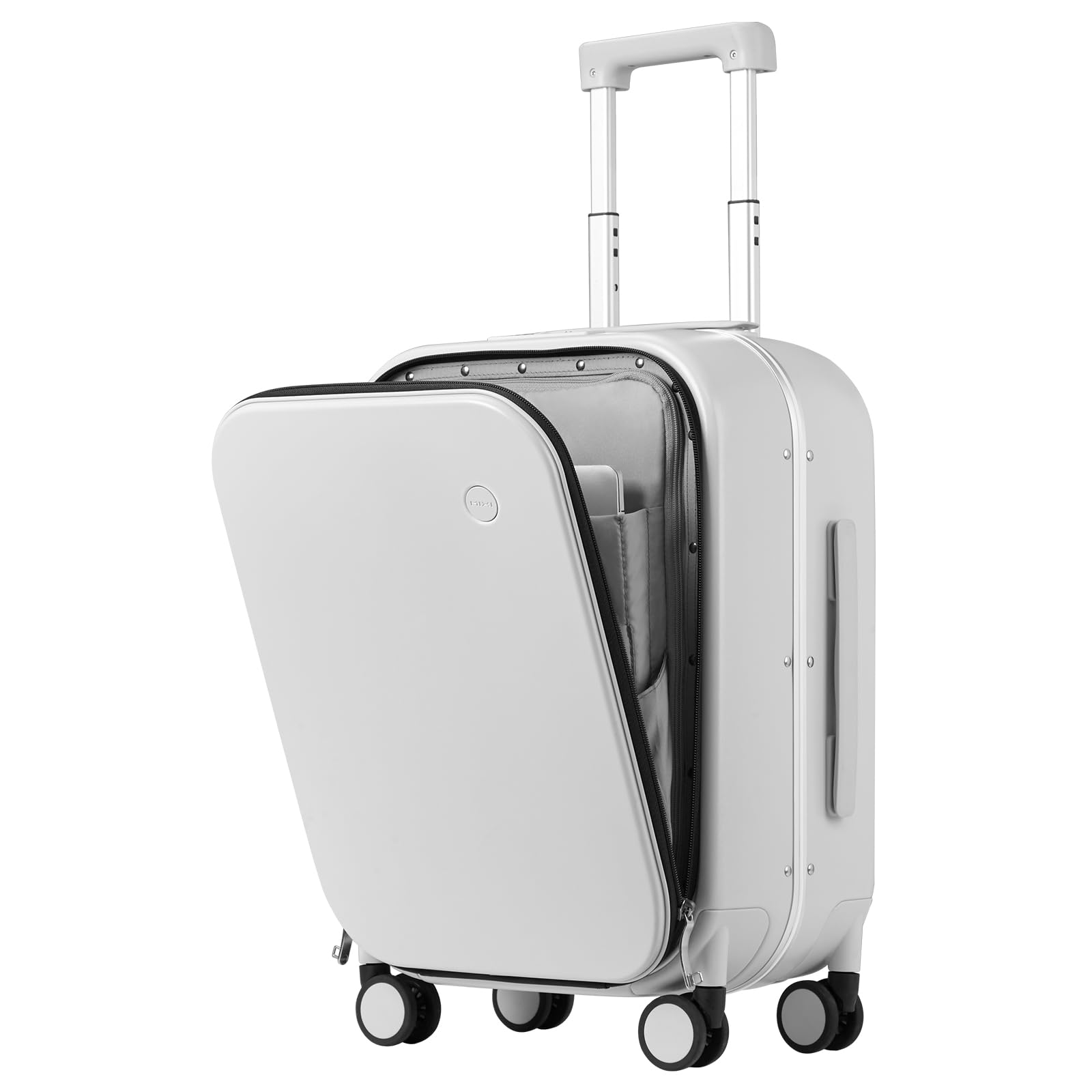 mixi carry on luggage, 20'' suitcase with front laptop pocket, travel rolling luggage aluminum frame