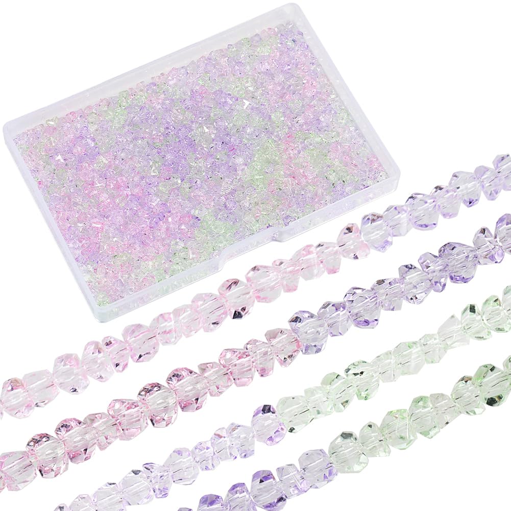 SUNNYCLUE 1 Box 8 Strands About 1072~1096Pcs Transparent Glass Beads Crystal Faceted Bead Bulk Gradient Segmented Multi Color Loose Triangle Beads for jewellery Making DIY Necklace Bracelets Earring