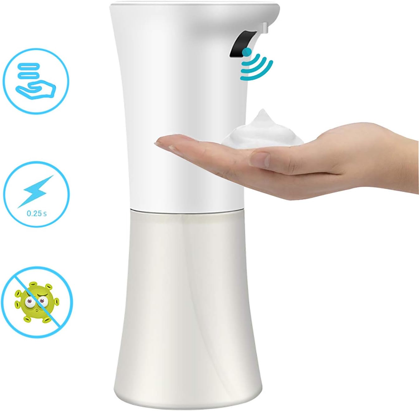 Distributeur De Savon Automatique No Touch 300ml - Capteur Sans Contact, Charge USB, Étanche IPX5