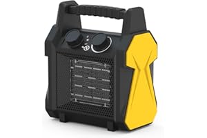 Buyplus Outdoor Heater, 1500W Patio Heater for Garage, Portable Electric Space Heaters with Overheat Tip-Over Protection, PTC Ceramic Space Heaters for Garage, Greenhouse, Indoor Outdoor Use,Yellow