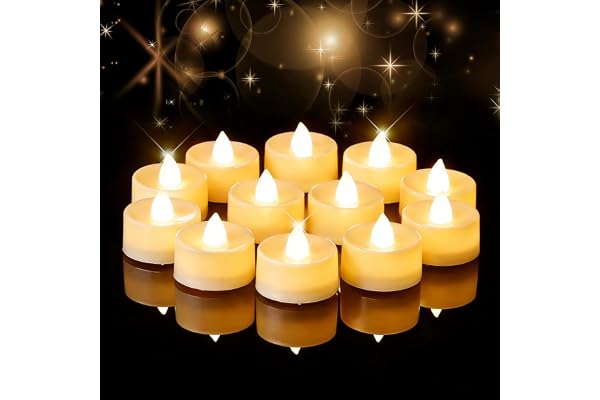 Amagic 12/24/50/100/150 Pack Battery Operated Tea Lights Candles, Fake Tealights Candles, Flameless LED Tea Lights for Hallow