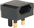 Euro 2 Pin to 3 Pin Converter Plug / Adapter - Black