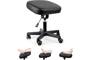 Lilithye Footrest Stool Under Desk Adjustable Height and Tilt Angle Footrest Ottoman Ergonomic Foot Stool with Wheels 360° Rolling Footrest for Home Office (New Black)