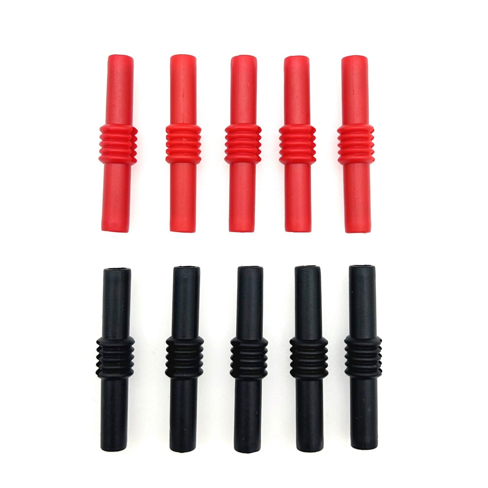 JZK 10 X Insulated Banana Female to Female Adapter Coupler 4mm Connector Adapter Coupler for Banana Plug Extension Adapters for Electrical Testing, Black and Red