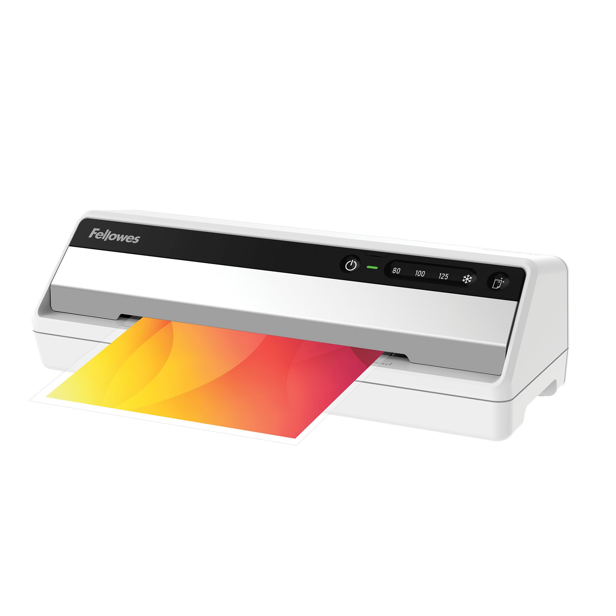 Fellowes Saturn A4 Small Office Laminator – InstaHeat, 60-Second Warm-Up, Jam Release, Auto Shut-Off – For 80/100/125 Micron Pouches – Includes 10 Sheets – Home & Office Use