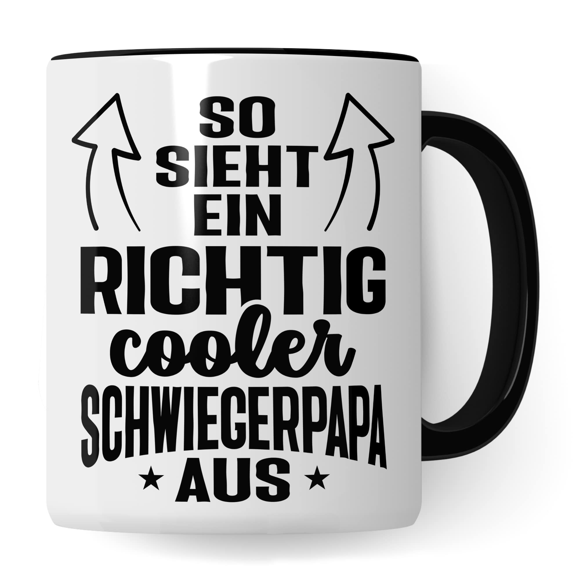 Mug Gift Idea for Dad-in-Law So sieht ein richtig COOL Schulgerpapa, Gift Idea, Father-in-Law Coffee Mug with Saying Coffee Mug Family Tea Cup (German Language)