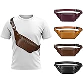 SUIKIHUM Soft Leather Fanny Pack for Women & Men, Crossbody Waist Pack with Adjustable Strap, Large Pocket, Sturdy Zippers, for Travel, Hiking, Running, Brown