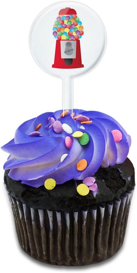 Amazon Com Gumball Machine Candy Cake Cupcake Toppers Picks Set
