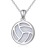Volleyball Necklace 925 Sterling Silver Volleyball Pendant Necklaces I Love Volleyball Jewelry Gifts for Women Player
