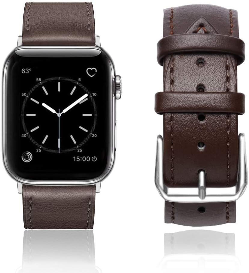 ONMROAD Compatible with iWatch Leather Band 42mm 44mm Vintage Classic Loop Buckle Replacement for Apple Watch Strap Series 5/4 Men Women