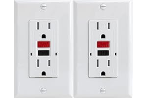 OMEENET 15 Amp GFCI Outlet, Tamper Resistant, Self Test GFI Receptacle with 2 LED Indicator, 15Amp Ground Fault Circuit Interrupter Outlet for Kitchen,Bathroom,Indoor Use, UL Listed(2 Pack)