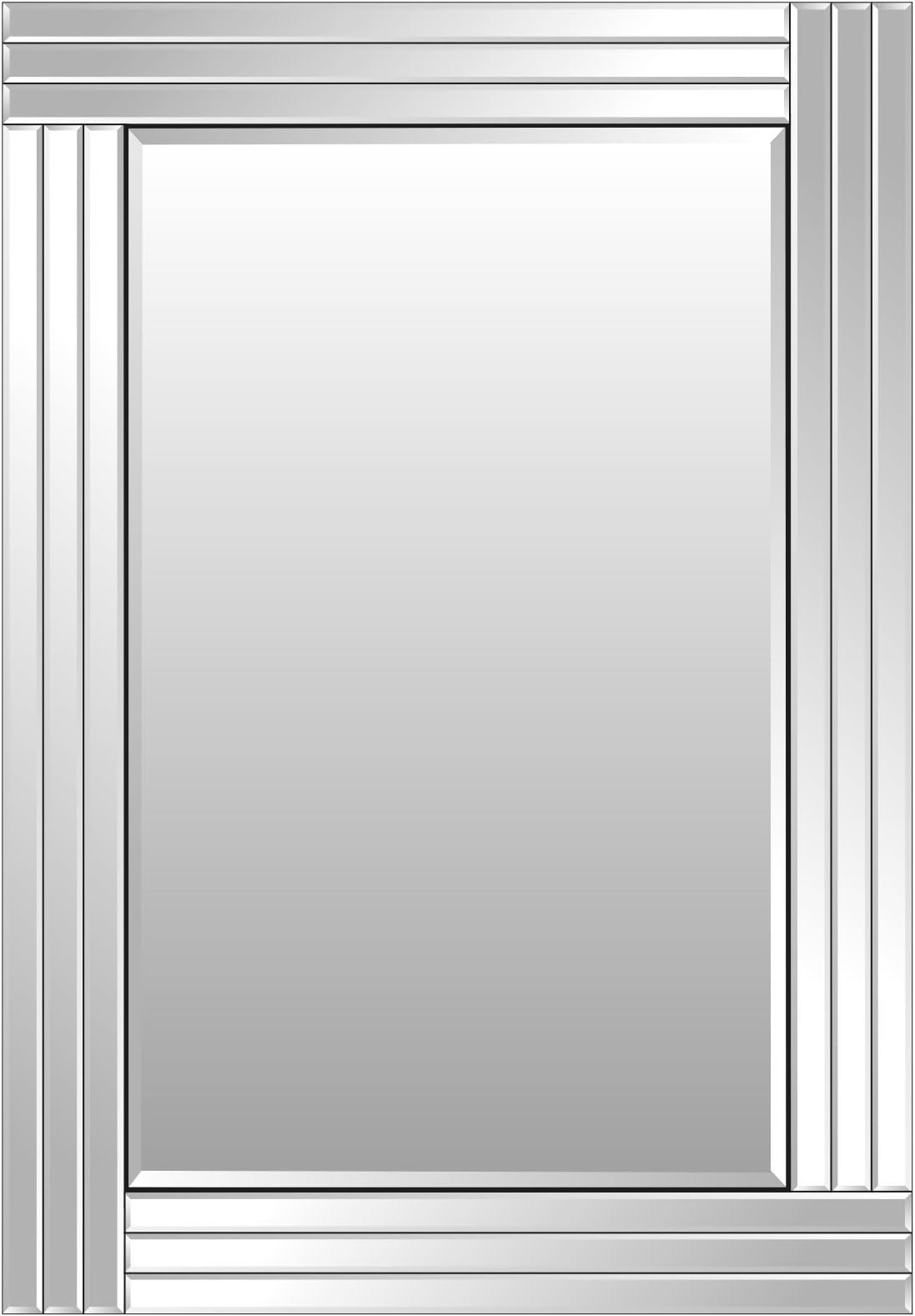 Gizmo Mill FABULOUS ART DECO TRIPLE CLEAR BEVELED GLASS BORDER RECTANGULAR MIRROR 100x70cm