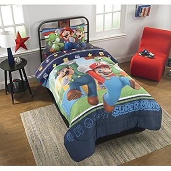 Amazon Com Super Mario Bros Twin Comforter Sheet Set 4 Piece
