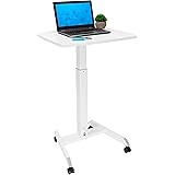 Mount-It! Adjustable Rolling Laptop Desk with Wheels [23.6" x 20.5"] Sit Stand Mobile Workstation Cart with Pneumatic Spring 