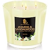 Large Candle Jasmine & Sandalwood Scented, 4 Wick Natural Soy Candles for Home Scented, 30oz Big Candle Long Lasting, Home Aromatherapy Candles Housewarming Valentine's Day Gift for Women Men
