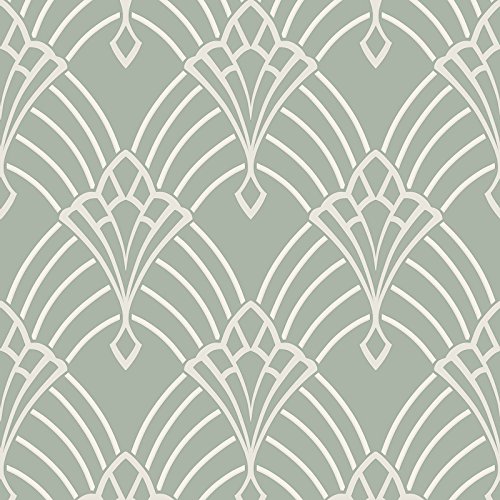 Astoria Deco Wallpaper Duck Egg and Silver Rasch 305333