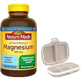 Nature Made Extra Strength Magnesium 400 mg., 180 Softgelsm Bundle with a Pill Oragnizer (2 Items)