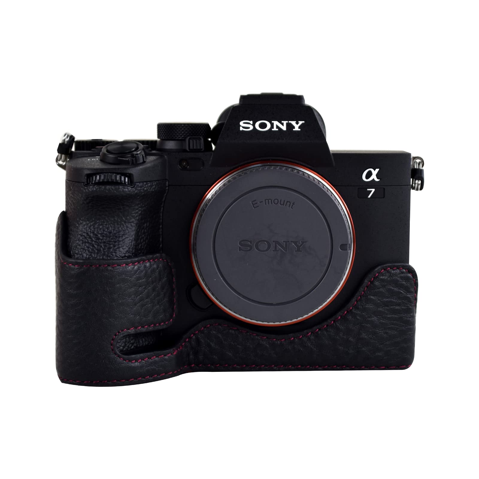 MUZIRI KINOKOO A7M4Case for Sony A7M4 /Alpha 7 IV /A7S3 / A1 Camera - Genuine Leather Half Body Camera Base with Opening Bottom - Black