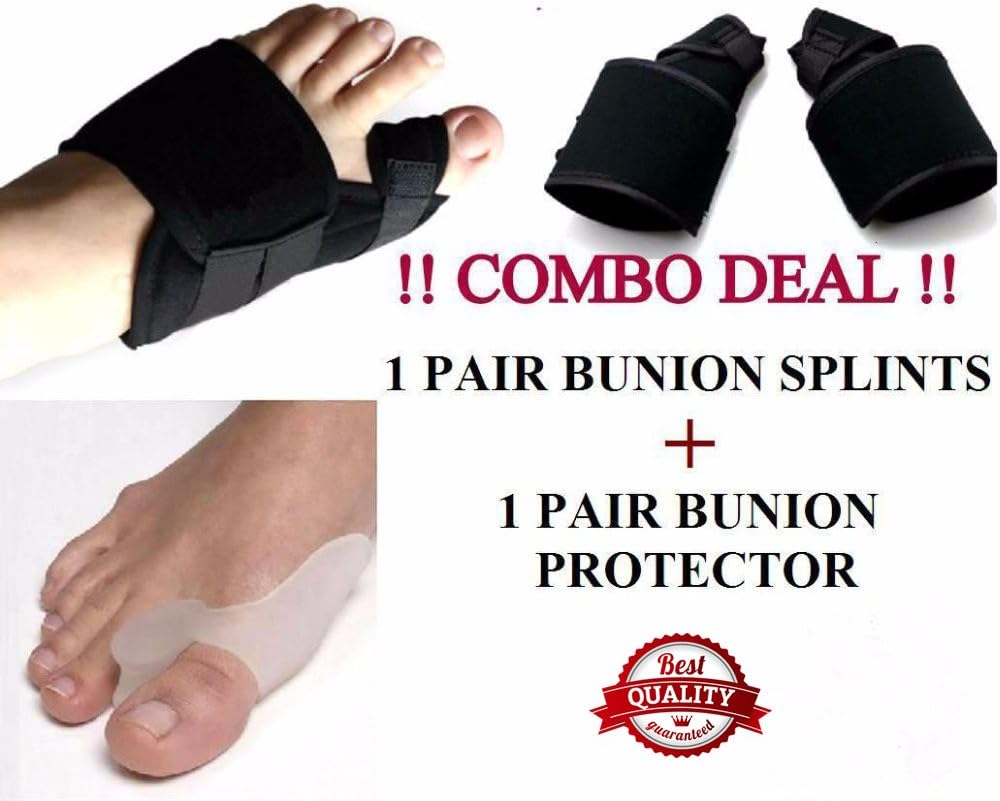 4Pcs Foot Care Tool 1 pair Soft Bunion Splint Correction Corrector & 1 pair Gel Silicone Bunion Corrector Big Toe Separators