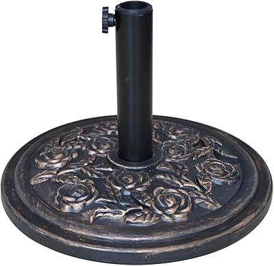 RAM 10kg Heavy Duty Cast Parasol Base Floral Effect Garden Stand