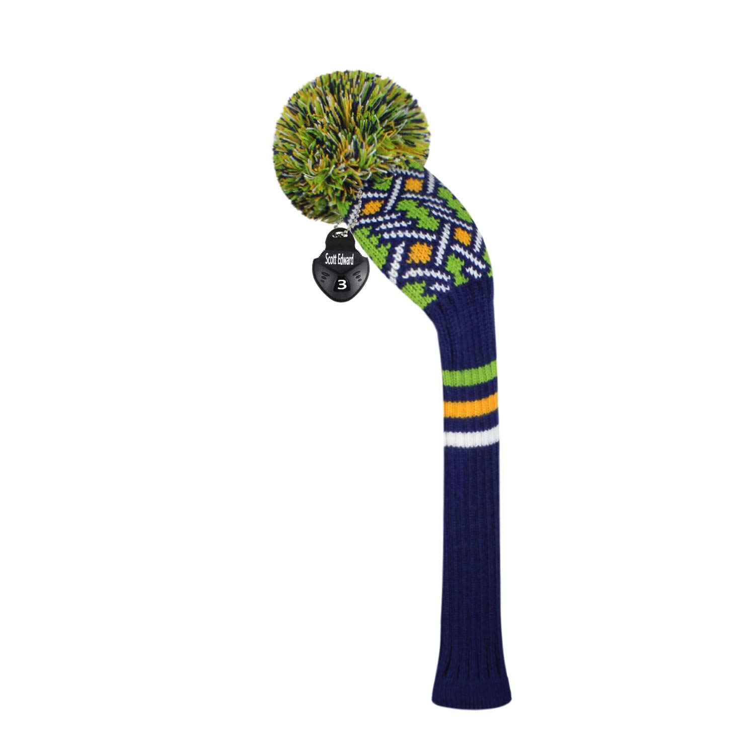 Knit Hybrid Golf Club Covers Fits Hybrids/UT Classical Fine Stripes with Long Neck Funny and Fresh Colors (Blue Green)