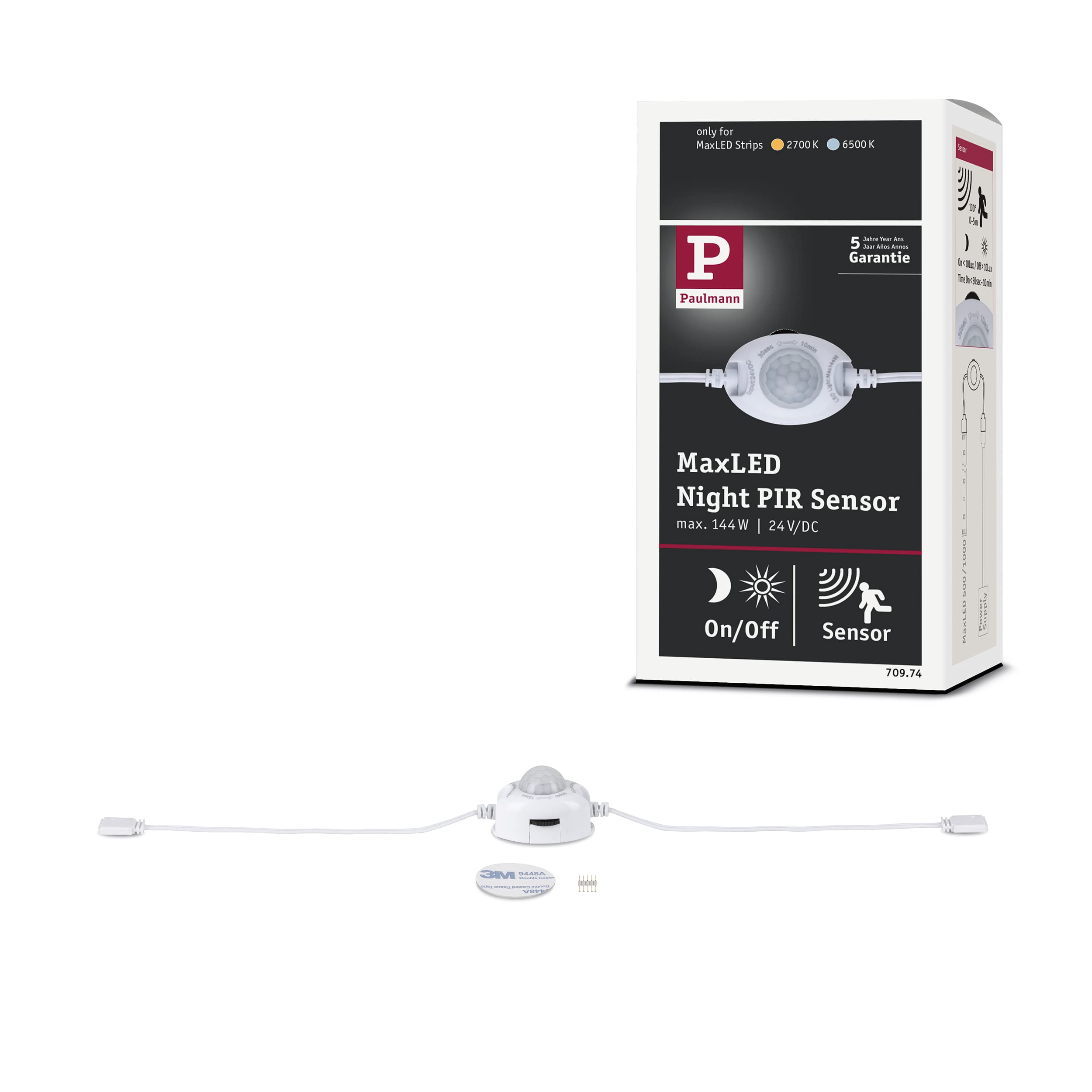 Paulmann 70974 LED Strip MaxLED Night Motion Sensor max. 144 watt Lighting Strip White Light Strip Plastic LED Strip