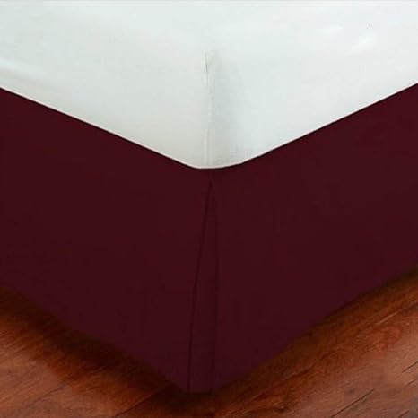 Amazon Com Mk Collection Solid Pleated Bed Skirt Burgundy Queen Home Kitchen
