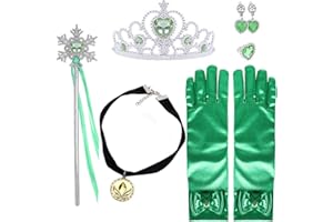 Yosbabe Princess Anna Costume Dress up Accessories for Girls Frozen Anna Cosplay Accessories Christmas Gifts Set Gloves Tiara Crown Necklace Wand Earrings Ring Princess Accessories
