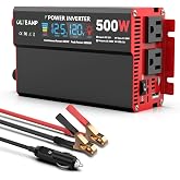 500W Power Inverter 12V DC to 110V/120V AC Car Converter for Vehicles | LCD Screen Display, 2 AC Outlets, 36W Type-C Port, 5V/3A USB Port, Car Plug Adapter for Truck, Home, Camping, Laptop, Trip