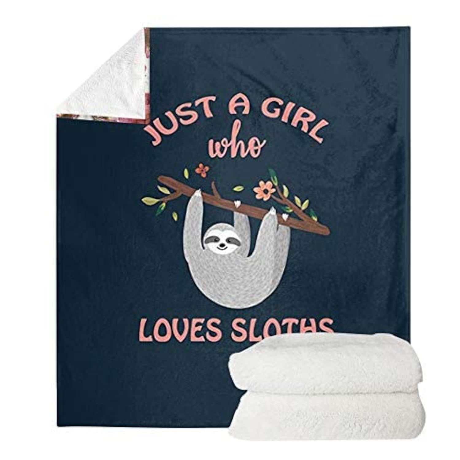 POLERO Ultra Soft Fleece Throw Blanket Just a Girl Who Loves Sloths Cozy Warm Plush Throw Blanket For Sofa/Bed/Couch (45" x 60")