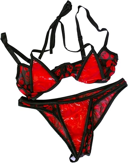 black and red bra and panty set