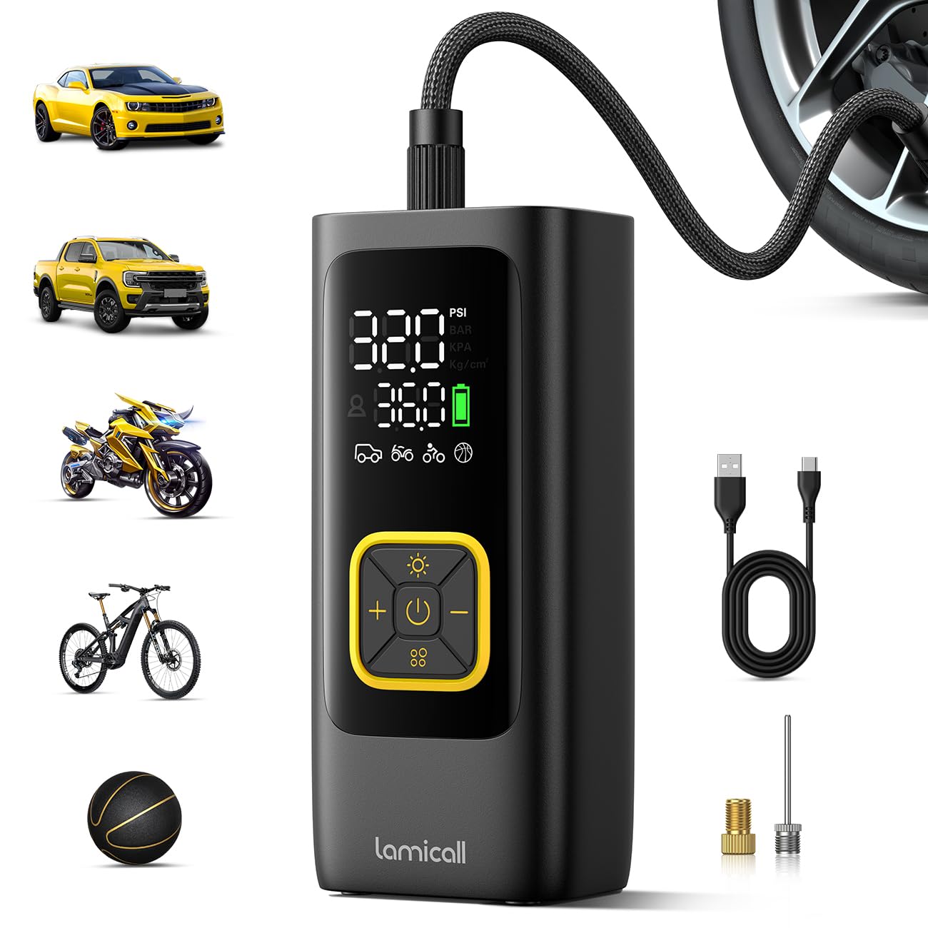 Photo 1 of *MISSING PARTS*
Tire Inflator Portable Air Compressor - Lamicall [4X Faster][150 PSI] Car Bike Air Pump, Rechargeable Battery, Pressure Gauge Display, LED Light, Car Cordless Pump, Gifts for Motorcycle, Bike, Ball