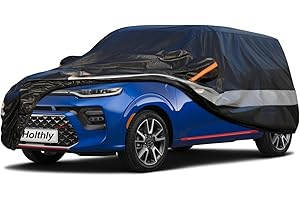 Holthly 10 Layers Car Cover Waterproof All Weather for Compact SUV,100% Waterproof Outdoor Car Covers Rain Snow UV Dust Protection. Custom Fit forAudi Q2, Hyundai Kona, Kia Soul, Mazda CX-3,etc