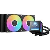 GAMDIAS CHIONE P5-240 Liquid CPU Cooler, 240mm AIO w/Customizable 3.4'' IPS LCD, Rotatable Magnetic Pump, Hidden Cable Fan (Daisy-Chained), Support PWM &amp; ARGB MB Sync, Intel LGA 1851；AMD AM5, Black