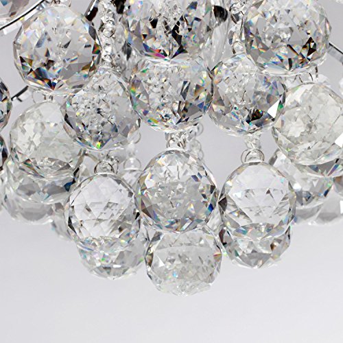 LOCOÂ Chrome Finish Crystal Chandelier with 3 Lights, Mini Style Flush Mount Ceiling Light Fixture for Study Room/Office, Dining Room, Bedroom, Living Room