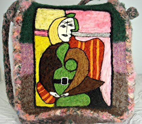 Felted Purse, Felted Handbag, Picasso Art, Messenger Purse, Needle Felt Painting, Red Armchair