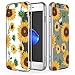 JIAXIUFEN Compatible with iPhone 7 Plus iPhone 8 Plus Case Cute Gold Sunflower Clear Slim Shockproof Flower Floral Design Soft Flexible TPU Silicone Back Cover Phone Case