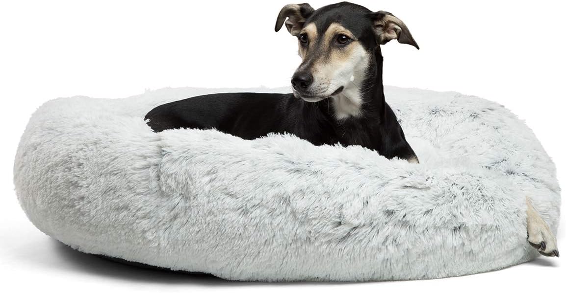 Best Friends by Sheri Calming Shag Vegan Fur Donut Cuddler (23x23 Small - Frost), Cat and Dog Bed, Self Warming and Cozy for Improved Sleep, Machine Washable for Pets Up to 25 lbs. : Pet Supplies