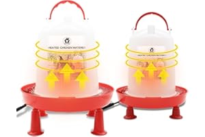 GIFANK 2Pack Chicken Waterer Heated for Winter 3L & 6L Chicken Water Heater with Adjustable Leg Support 35W BPA-Free Heated Poultry Waterer Heavy Duty All in One Heated Waterer for Chicken Coop