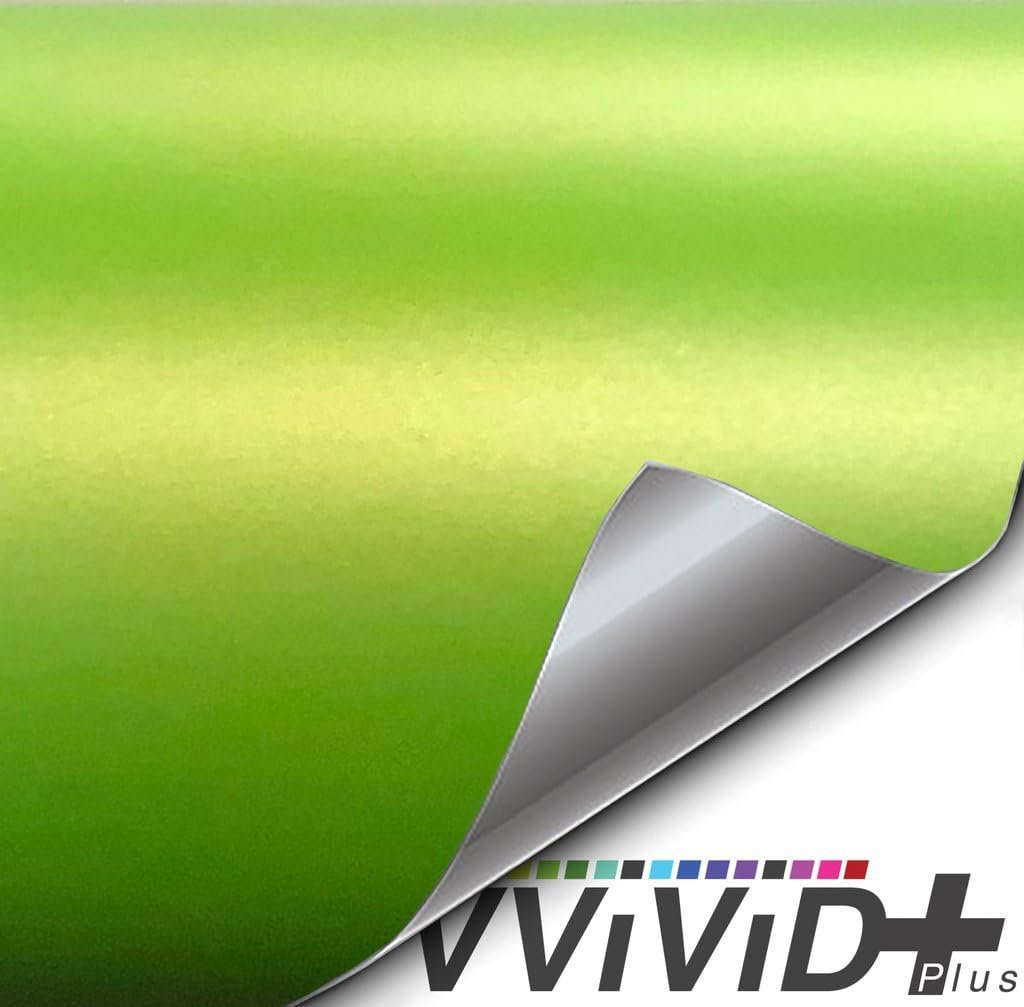 VViViD+ Matte Metallic Lime Green Premium Vinyl Wrap Film (1ft x 5ft)