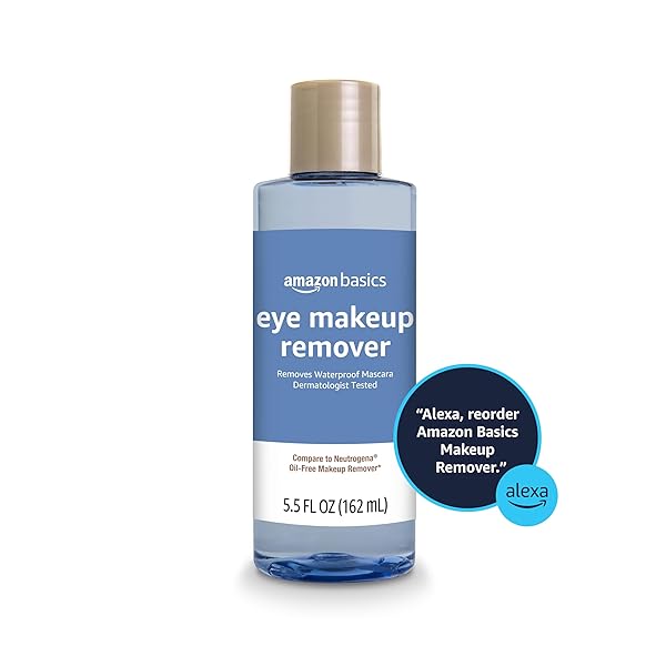 AMAZON BRAND – SOLIMO EYE MAKEUP REMOVER, REMOVES WATERPROOF MASCARA, DERMATOLOGIST TESTED, 5.5 FLUID OUNCE