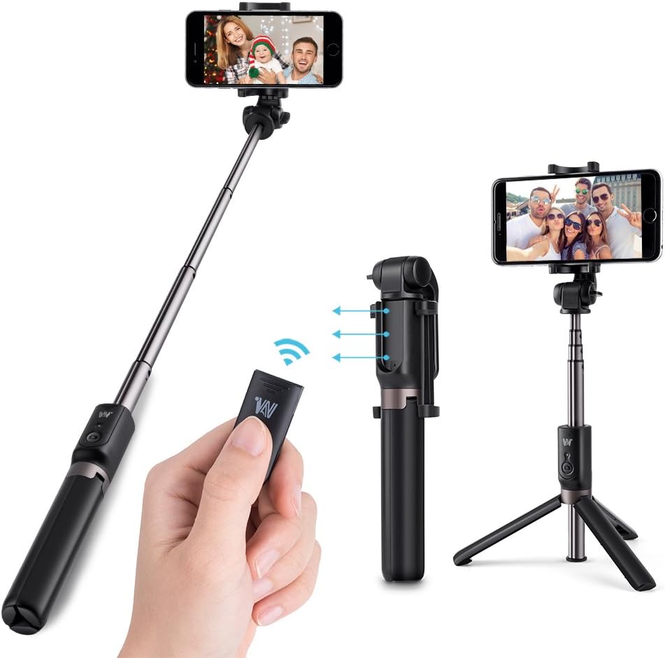 Perche Selfie Bluetooth EasyULT - Trépied Extensible 100cm - Télécommande Détachable - Noir