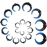 JESMODA 18PCS Septum Tapers Acrylic Pincher Kit C Shape Buffalo Gauges Stretching Expander Rings for Nose and Ear Size 14G-00G